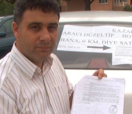 Kazalı aracı sıfır diye satmışlar!