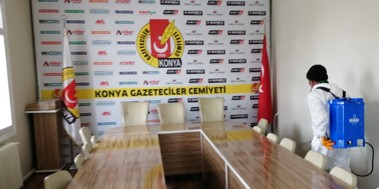 Konya Gazeteciler Cemiyeti'nde koronavirüs temizliği