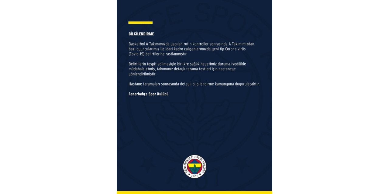 Fenerbahçe Beko’da korona virüs!