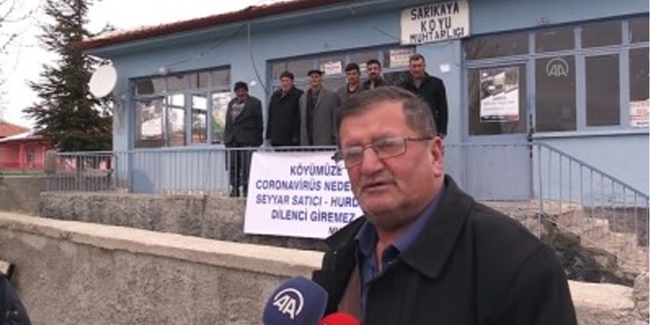 Kırıkkale'de köylülerden koronavirüse karşı "pankartlı" önlem