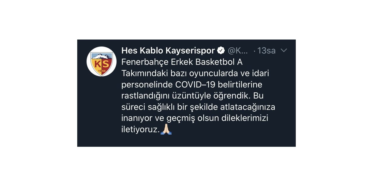 Fenerbahçe’ye geçmiş olsun mesajı
