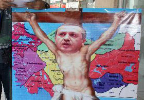 'Çarmıha gerilmiş Erdoğan'lı eylem