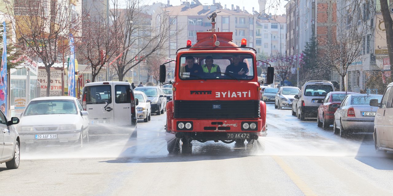 Karaman Belediyesinin koronavirüse karşı tedbirleri sürüyor