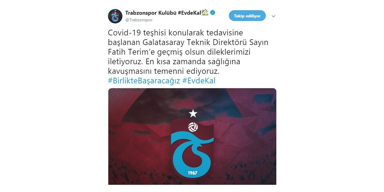 Trabzonspor’dan Terim’e geçmiş olsun mesajı