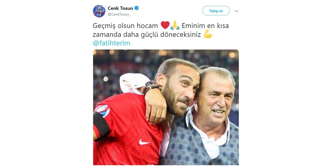 Cenk Tosun’dan Fatih Terim’e geçmiş olsun mesajı