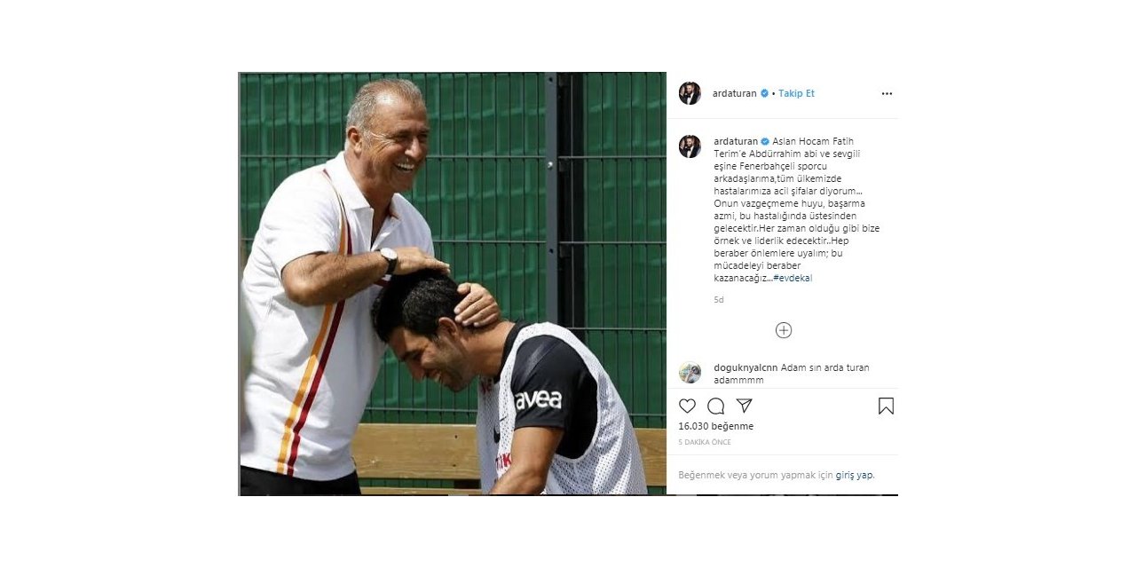 Arda Turan’dan Fatih Terim’e geçmiş olsun mesajı