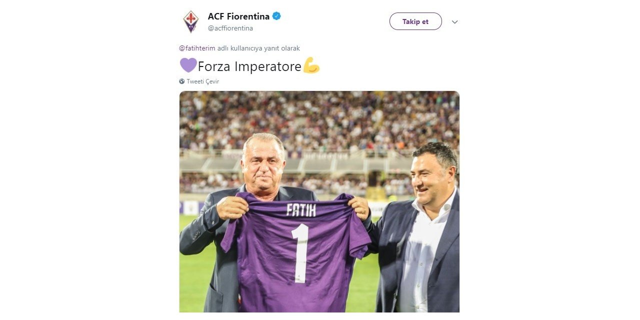 Fiorentina eski teknik direktörü Fatih Terim’e destek mesajı yayınladı