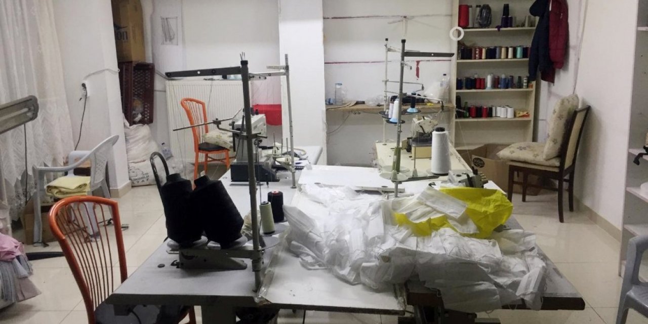 Kaçak maske üreten iş yeri mühürlendi