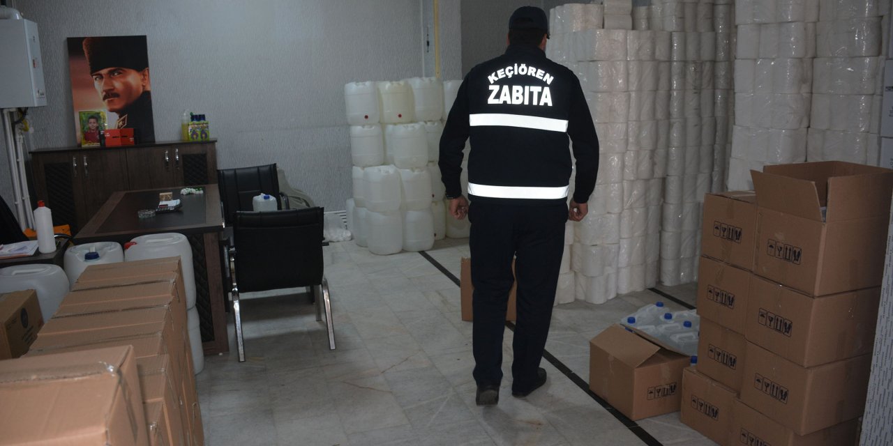 Başkentte kaçak dezenfektan üretilen iş yeri mühürlendi