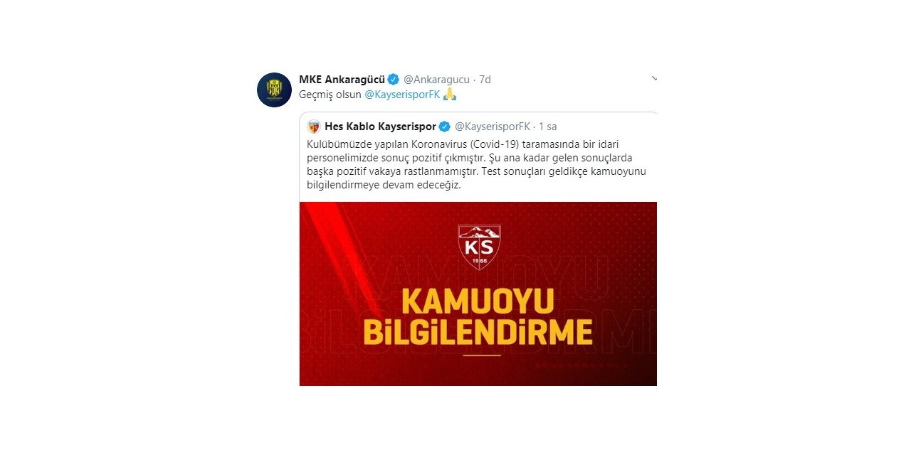 Kayserispor için geçmiş olsun mesajları