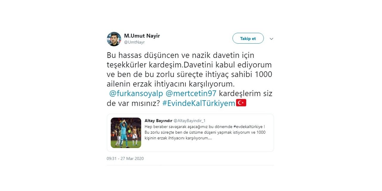 Altay Bayındır’dan anlamlı hareket