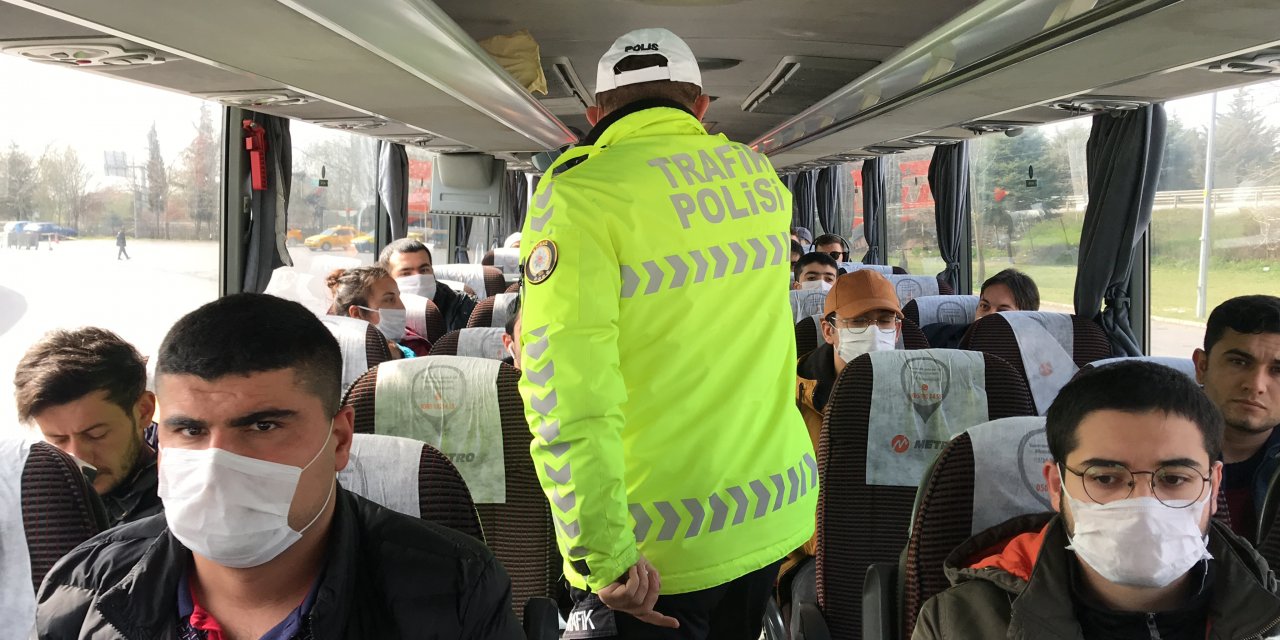 Edirne ve Tekirdağ'da şehirler arası otobüslerde koronavirüs denetimi