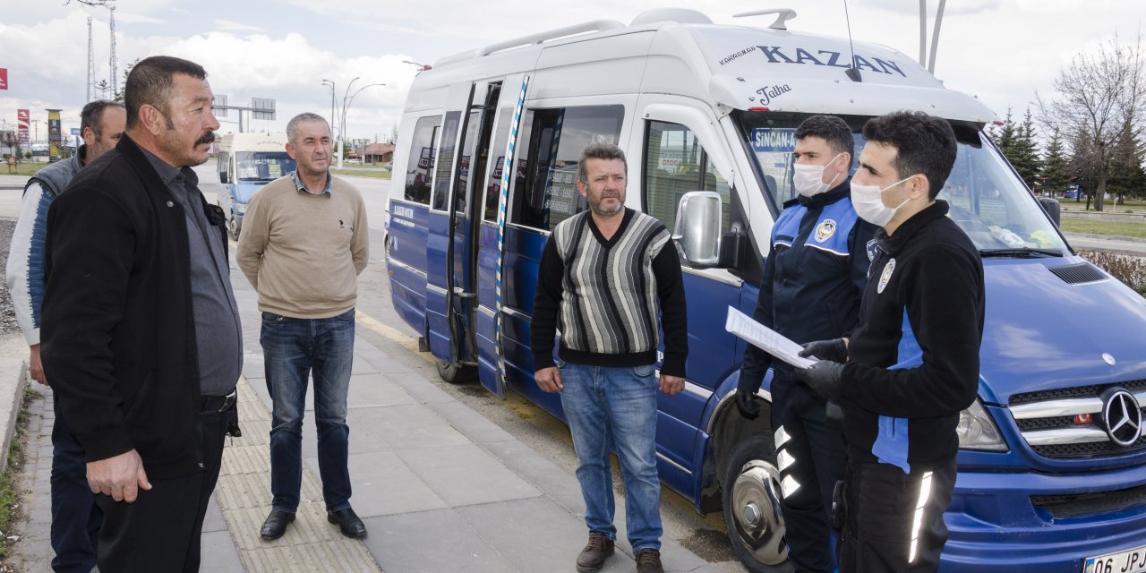 Kahramankazan'da toplu ulaşım, park ve marketlerde koronavirüs denetimi