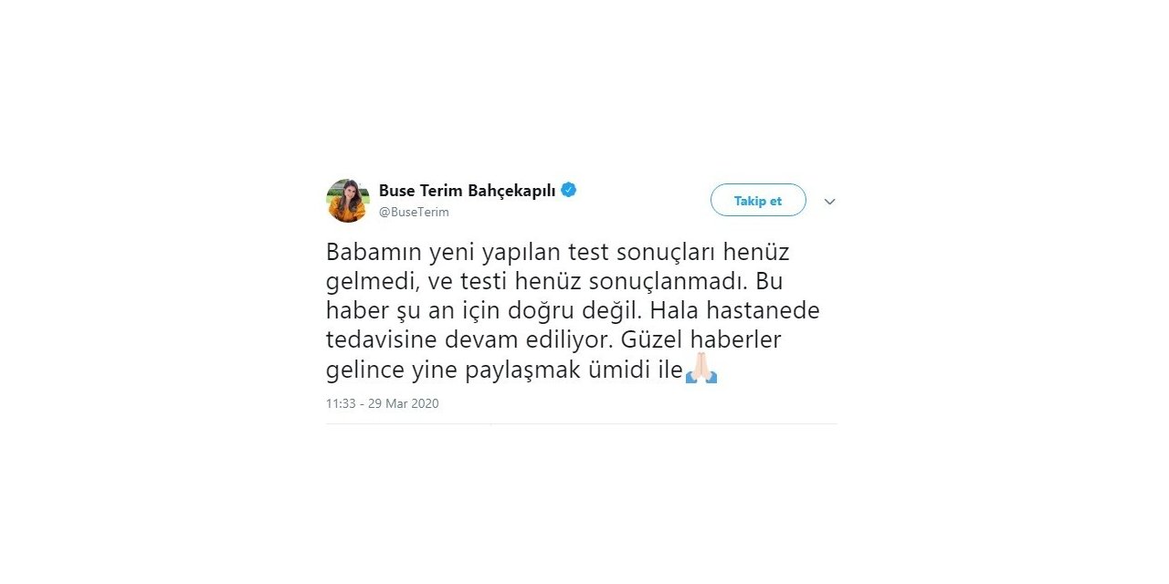 Buse Terim’den Fatih Terim’in sağlık durumuna ilişkin açıklama