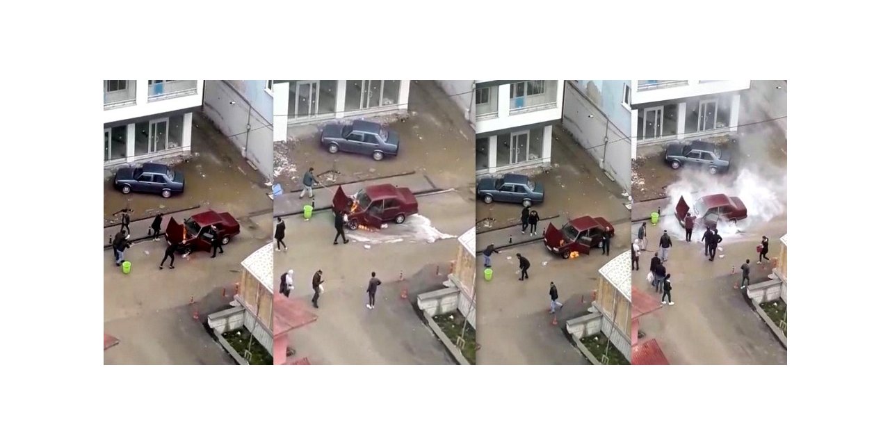 Bayburt’ta araç yangını