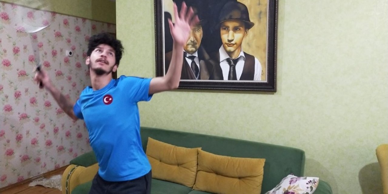 Bedensel engelli milli badmintoncu evde de engel tanımadı