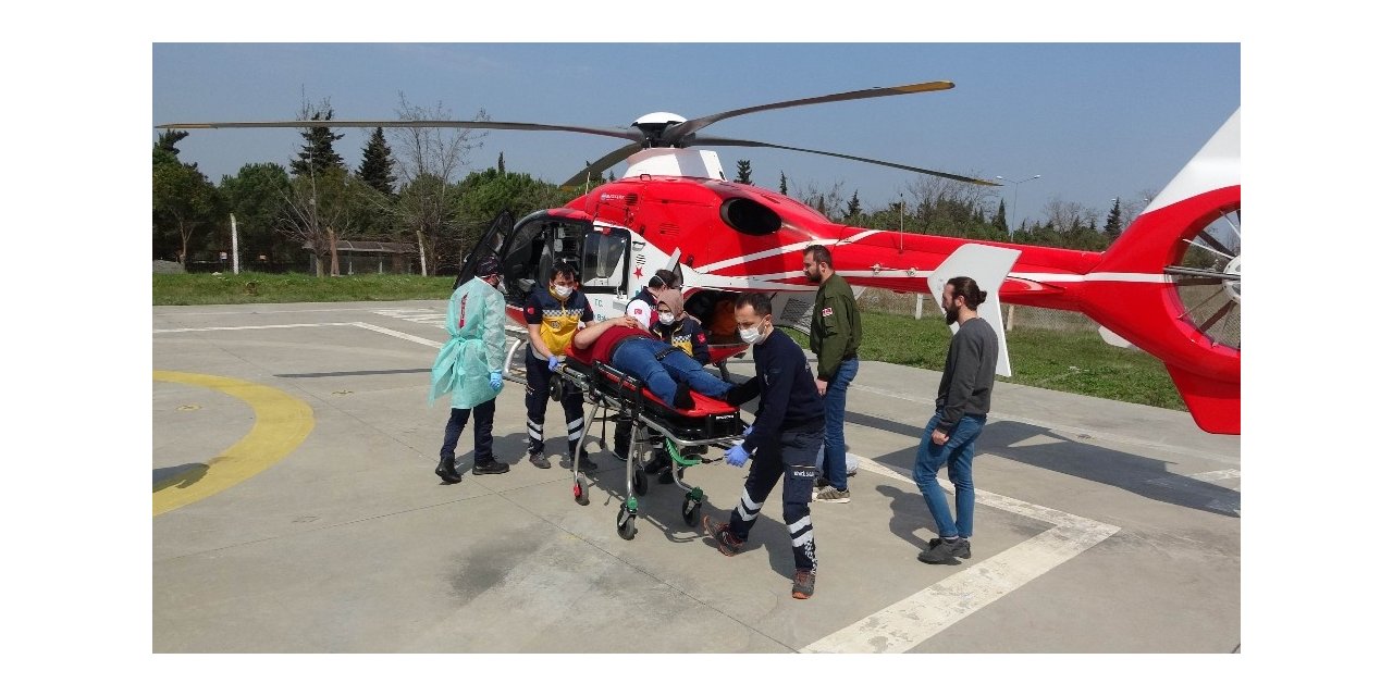 Patpat kazasında yaralanan genç ambulans helikopterle hastaneye kaldırıldı