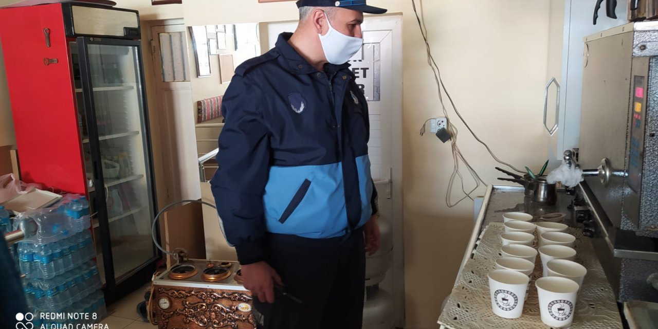 Beyşehir'de zabıtadan çay ocaklarına koronavirüs denetimleri