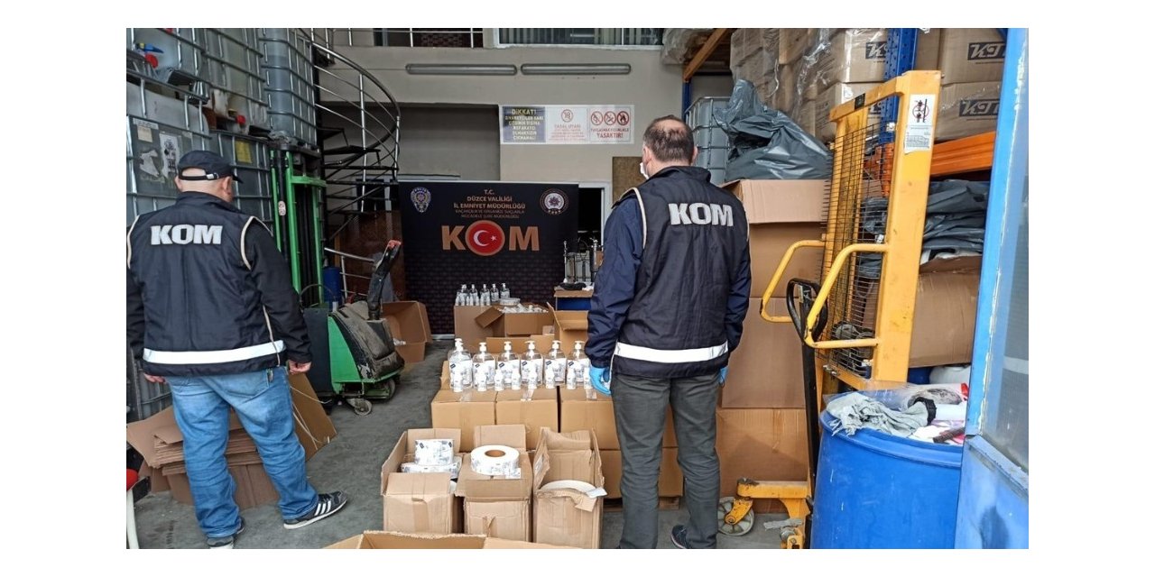 Düzce’de polisten kaçak dezenfektan üretimine baskın yapıldı