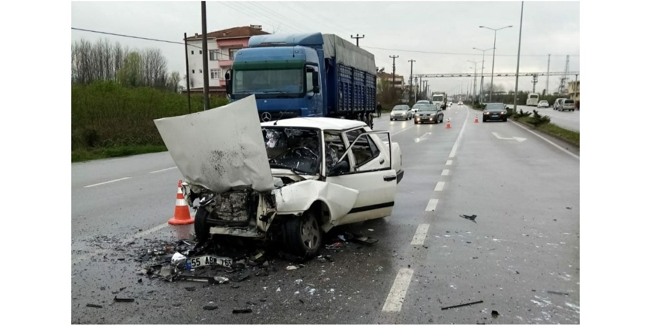 Samsun’da otomobil ile tır çarpıştı: 1 yaralı