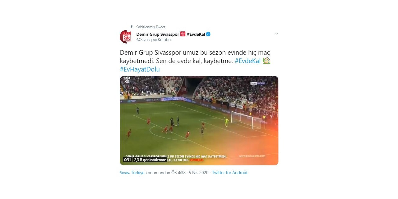 Sivasspor’dan anlamlı paylaşım