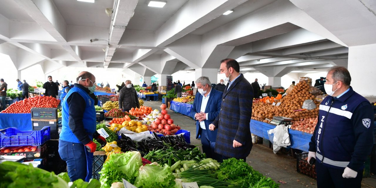 Mamak'ta pazar yerlerinde koronavirüs tedbirleri