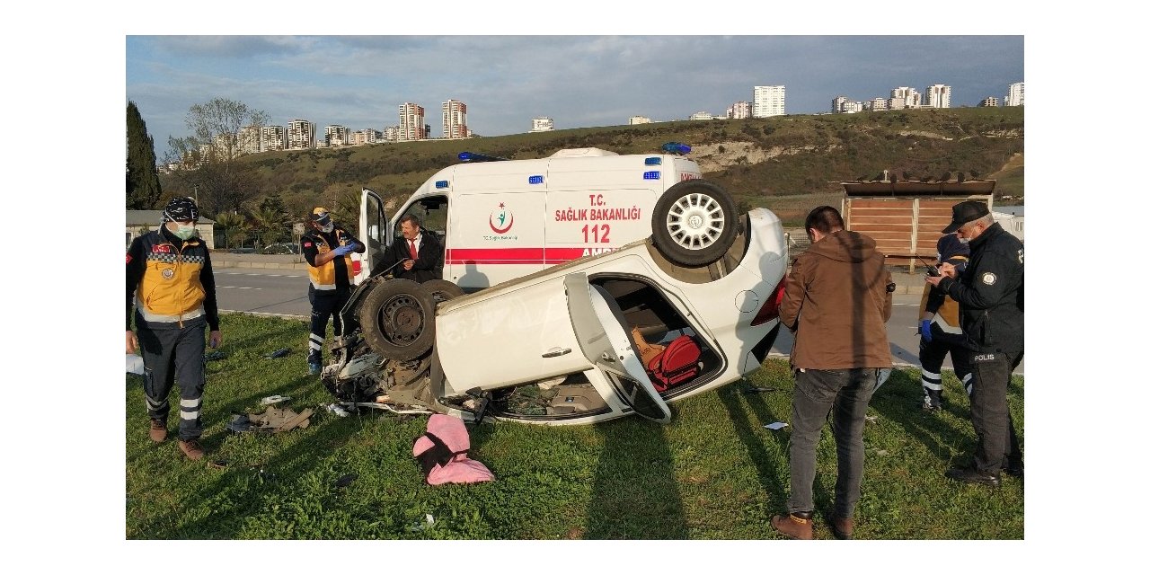 Samsun’da kaza yapan polis ölümden döndü
