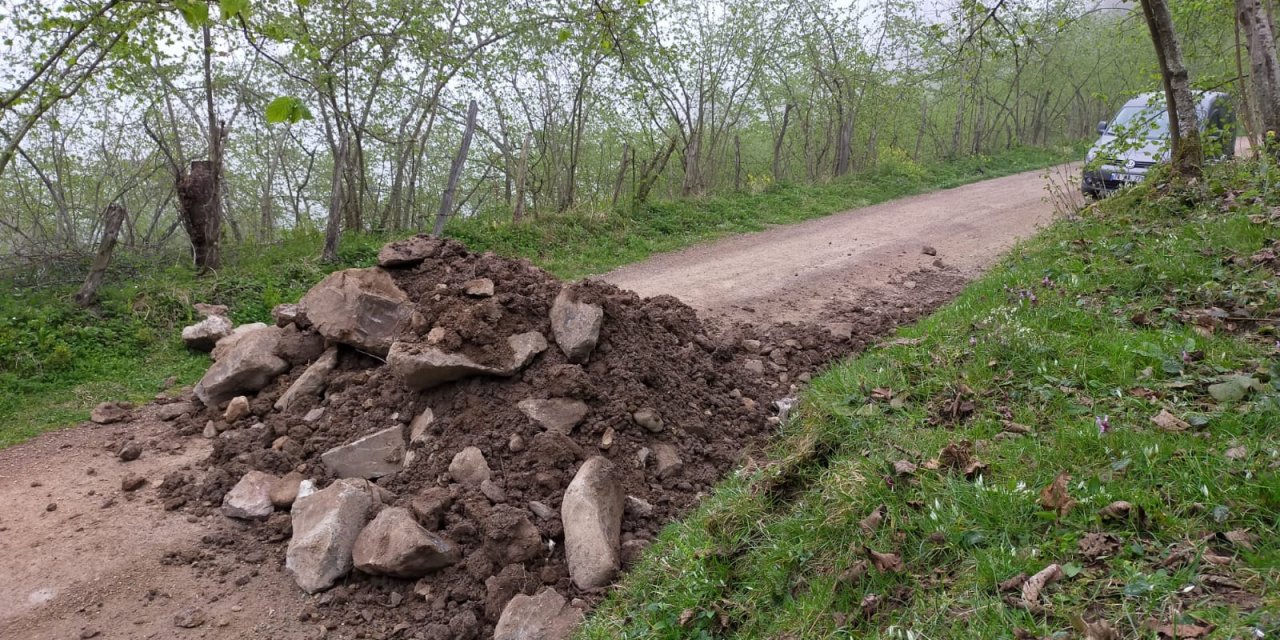 Ordu ve Giresun arasındaki köy yolu araç geçişlerini engellemek için kapatıldı