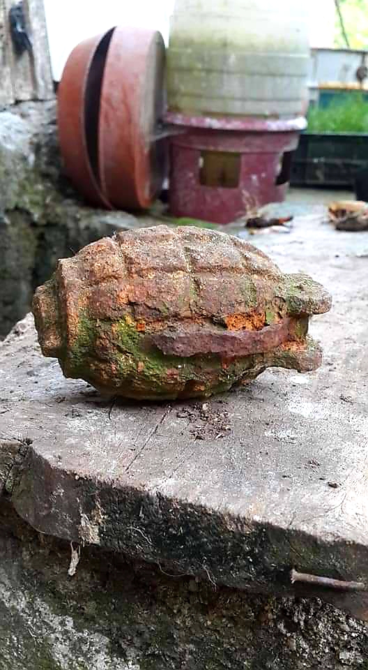 Evinin bahçesinde el bombası buldu
