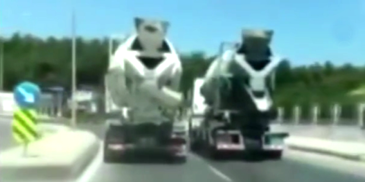 Beton mikserleri otoyolda yarışa girdi! Sürücüler gözaltında