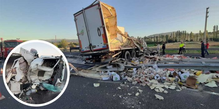 Uşak'tan Konya'ya gelen TIR devrildi faciadan dönüldü