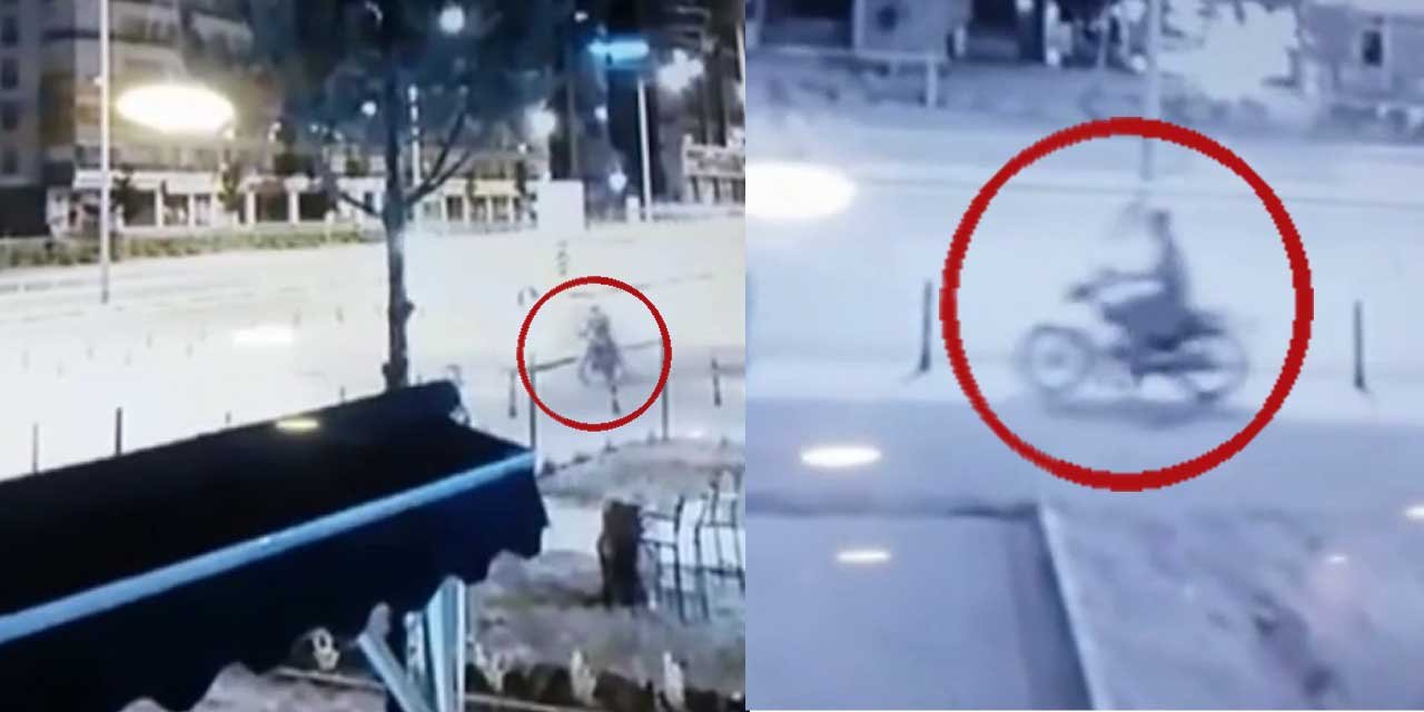 Konya'da Motosiklet faresi kameraya yakalandı