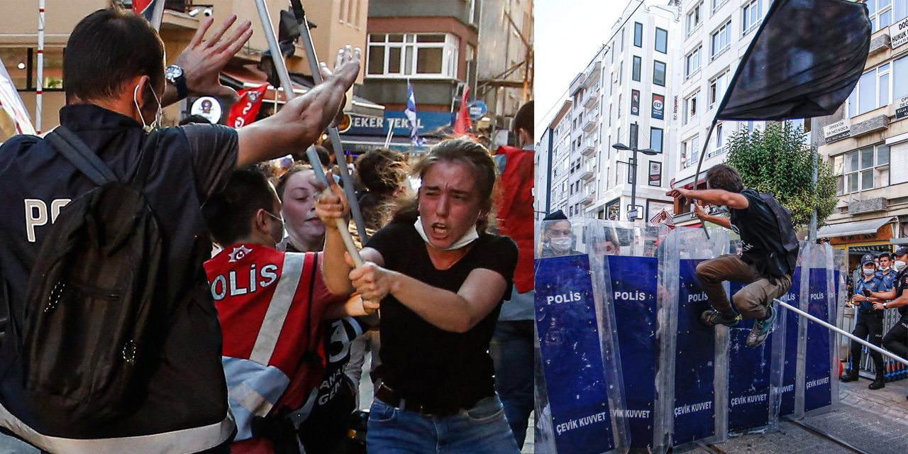 İstanbul'da izinsiz yürüyüş! Barikat kurup çevreye ve polise saldırdılar