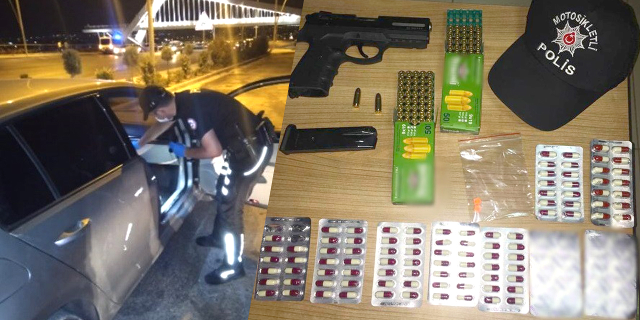 Konya'da aranan araçtan silah ve uyuşturucu çıktı