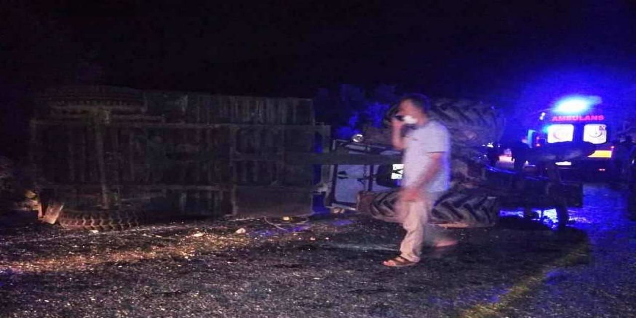 Devrilen traktörde 6 kişi yaralandı