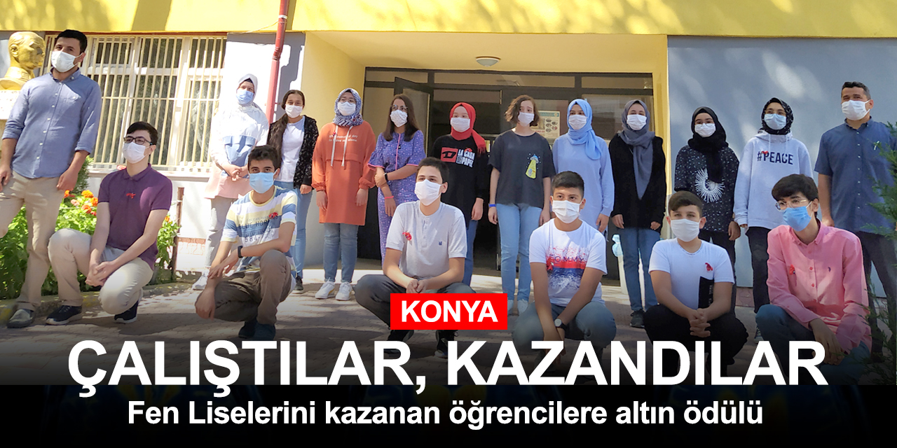 Konya Beyşehir'de fen liselerini kazanan öğrencilere altın ödülü