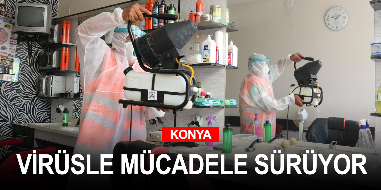 Konya Beyşehir'de tüm kuaförler dezenfekte edildi