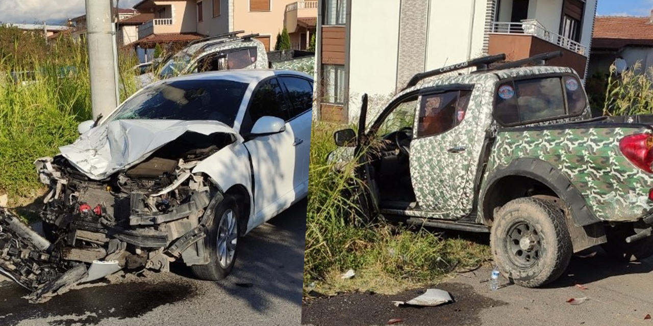 Otomobil ve kamyonet çarpıştı! Sürücü şoka girip baygınlık geçirdi