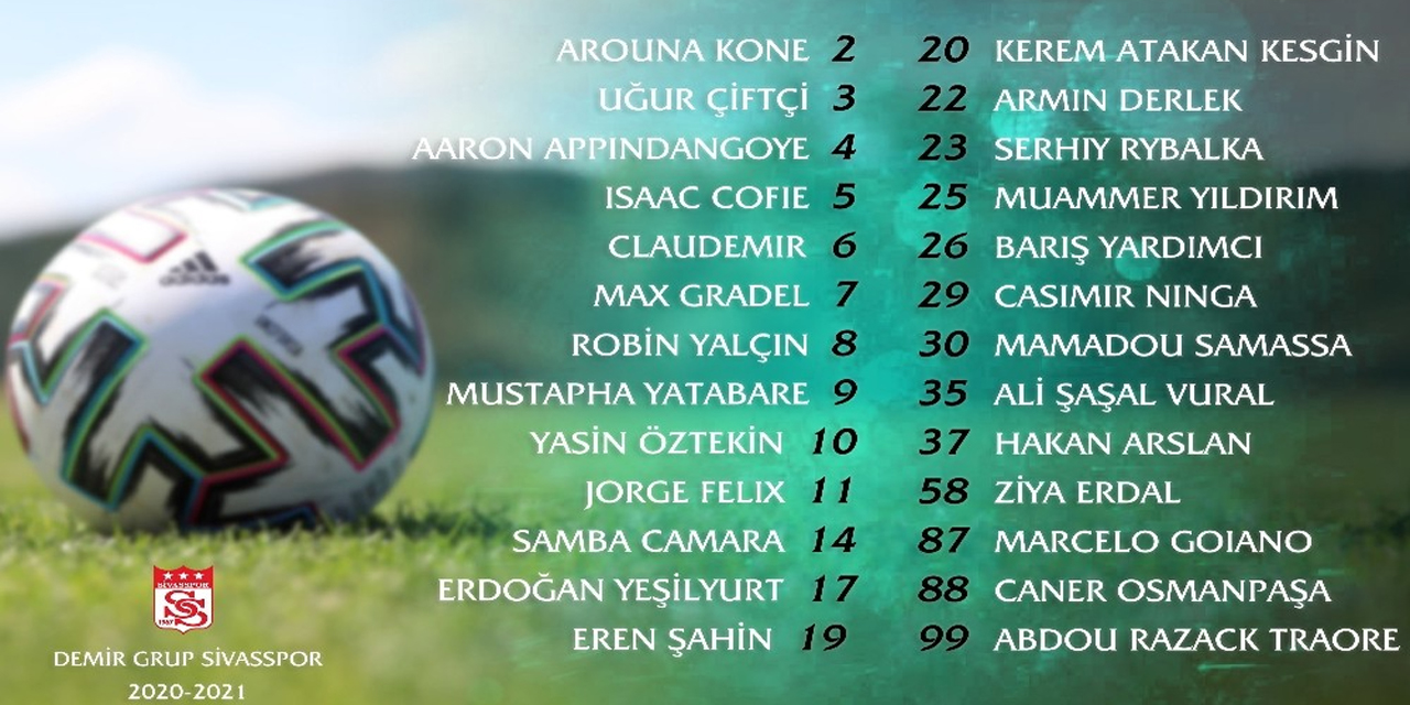 DG Sivasspor’da forma numaraları belirlendi