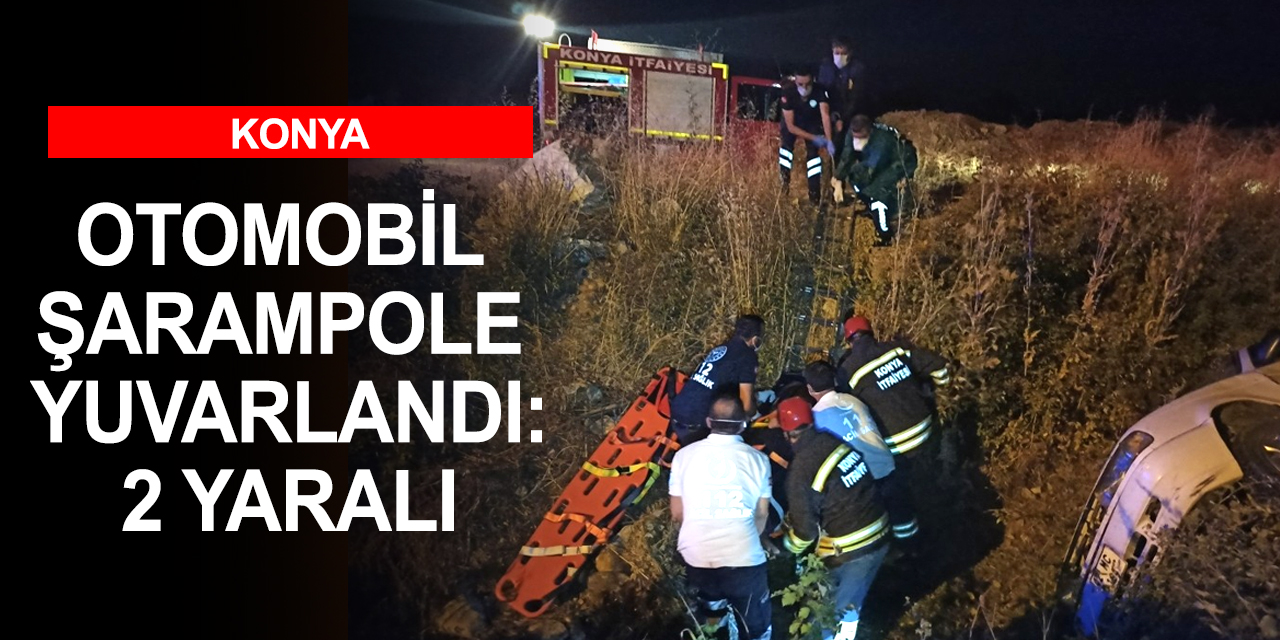 Konya Seydişehir’de otomobil şarampole yuvarlandı! 2 yaralı