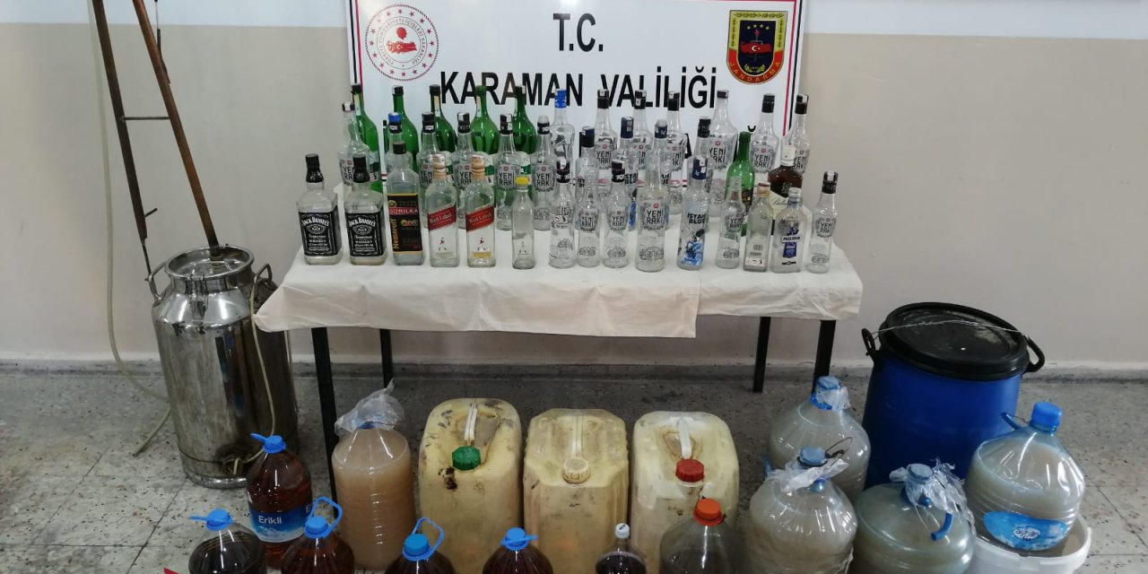 Karaman'da 35 litre kaçak içki ele geçirildi