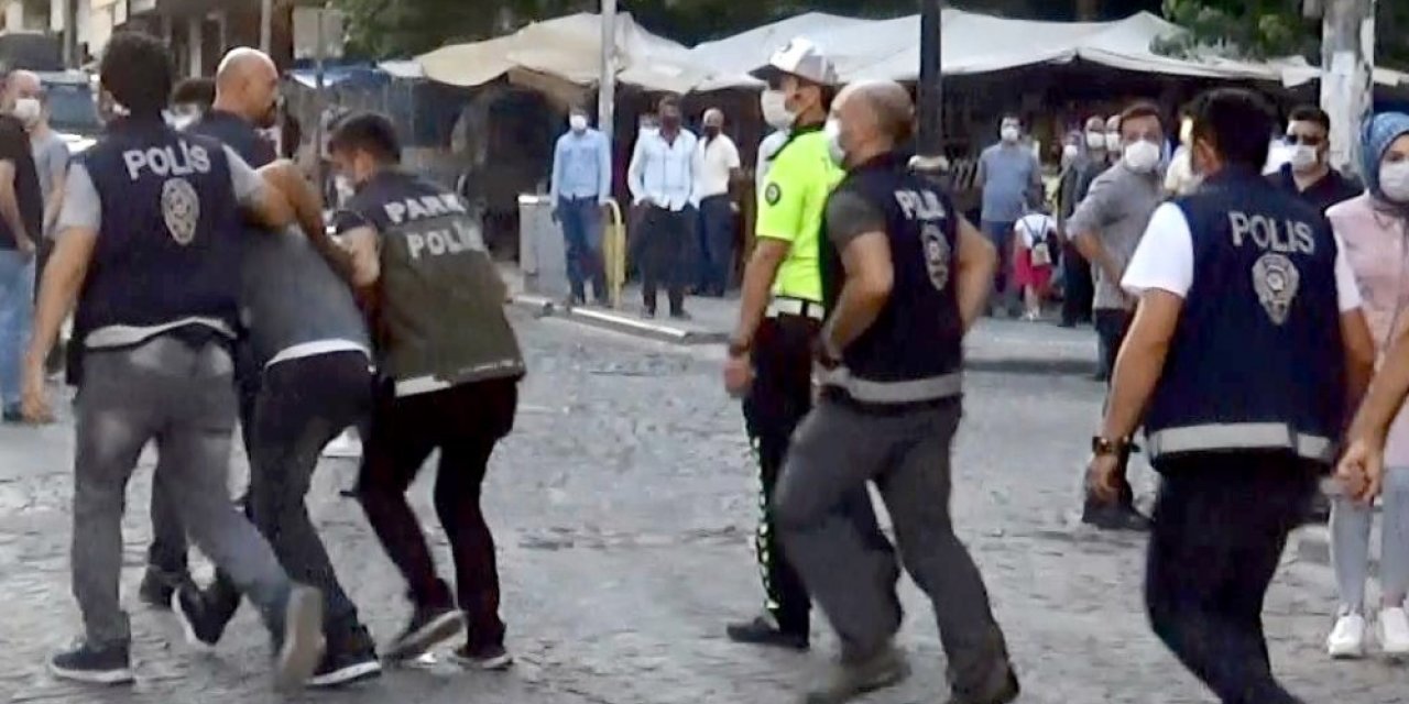 Korona denetimlerinde zabıta ekiplerine saldıran seyyar satıcılar gözaltına alındı
