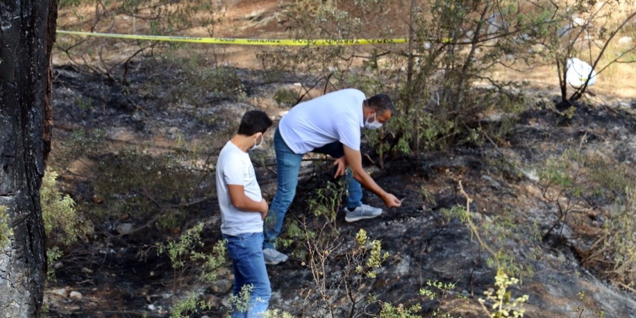 Ormanlık alanda yangın sonrası yanmış ceset bulundu