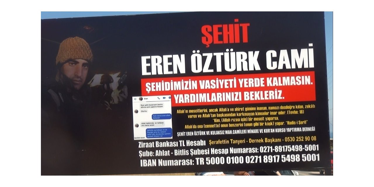 Hayırsever iş adamı Peker, şehidin cami vasiyetine sahip çıktı