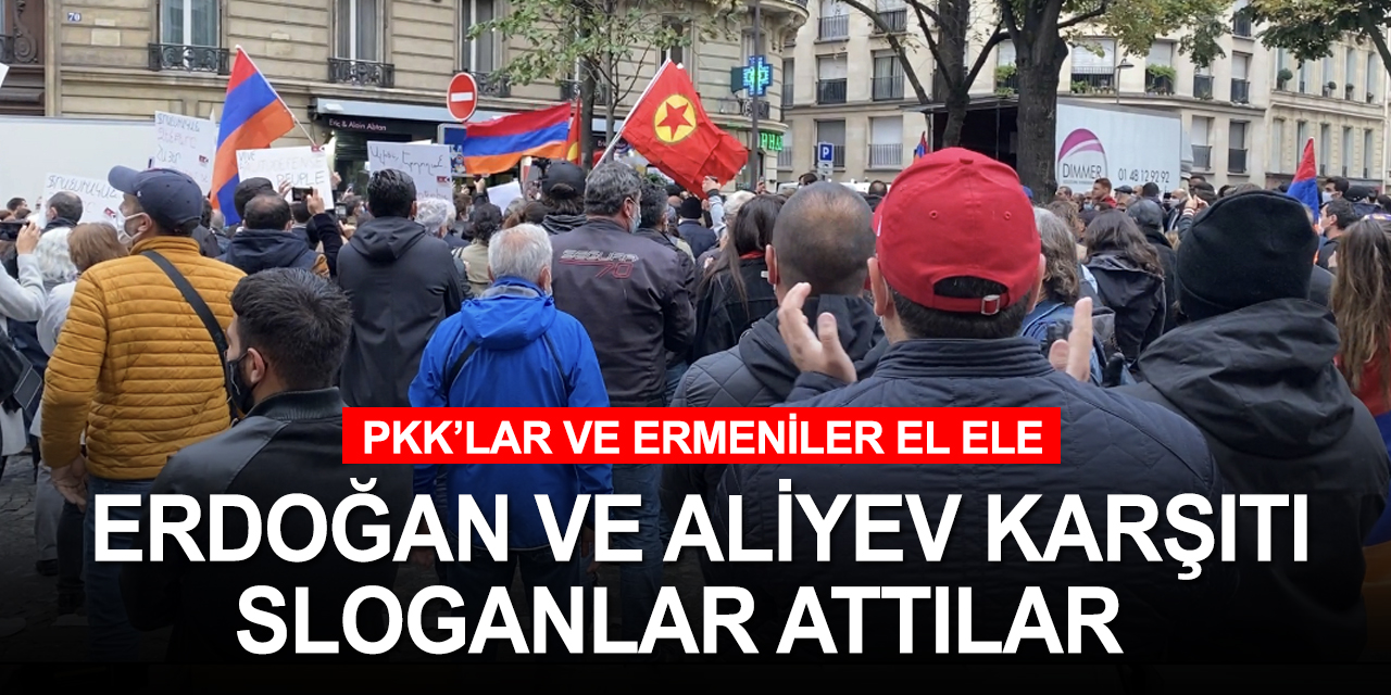 PKK yandaşları ve Ermeniler Paris’te Türkiye ve Azerbaycan karşıtı gösteri yaptı
