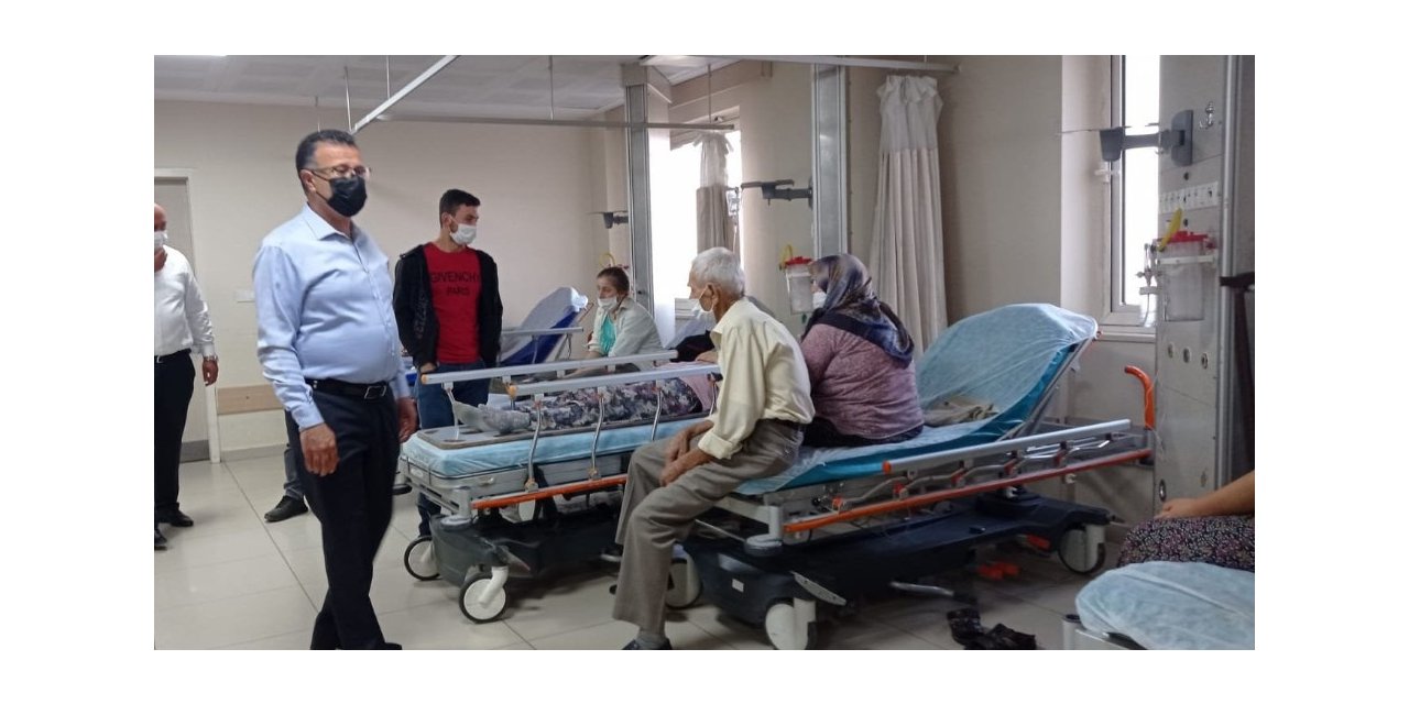 Kazada yaralanan işçilere başkandan ’Geçmiş olsun’ ziyareti