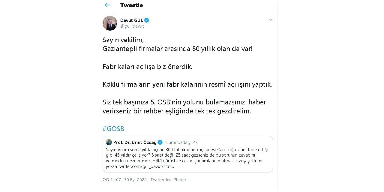 300 fabrika polemiğine Vali Gül’den imalı cevap