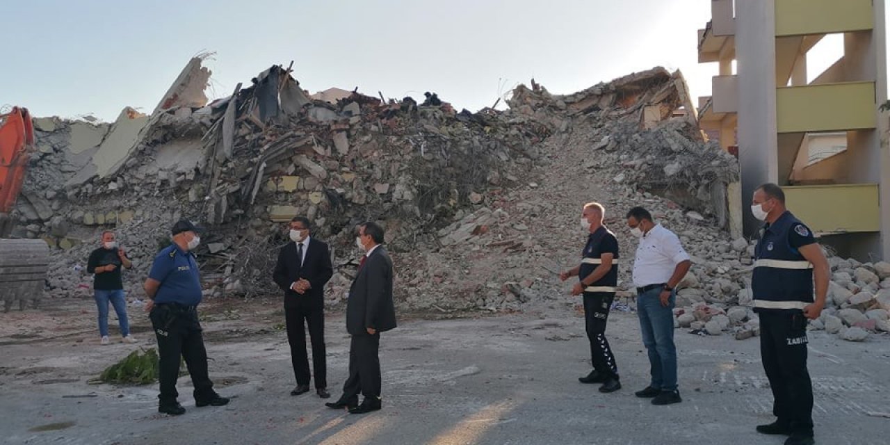 Çan’da yıkılan hükümet binasına denetleme