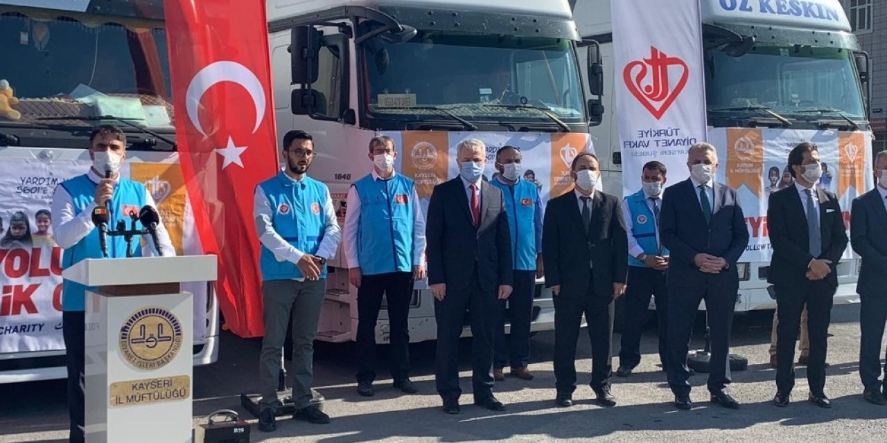 Kayseri İl Müftülüğü’nden Suriye’ye 5 yardım tırı daha
