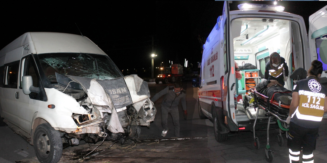 İşçi servisi ile otomobil çarpıştı! 6 yaralı
